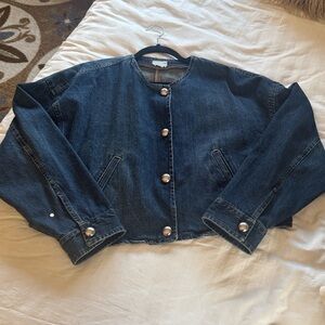 H&M Dark Blue Jean Jacket with Silver Buttons